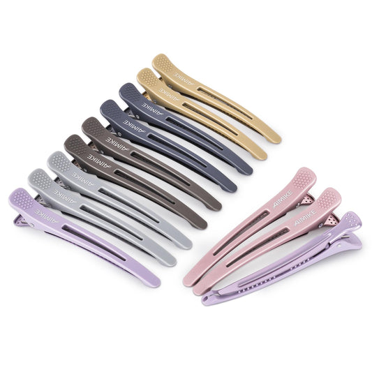 AIMIKE front view of 12-piece clips kit showing colors and compact set, useful for organization