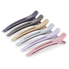 AIMIKE front view of six clips showing neat salon-ready organization and durable finish