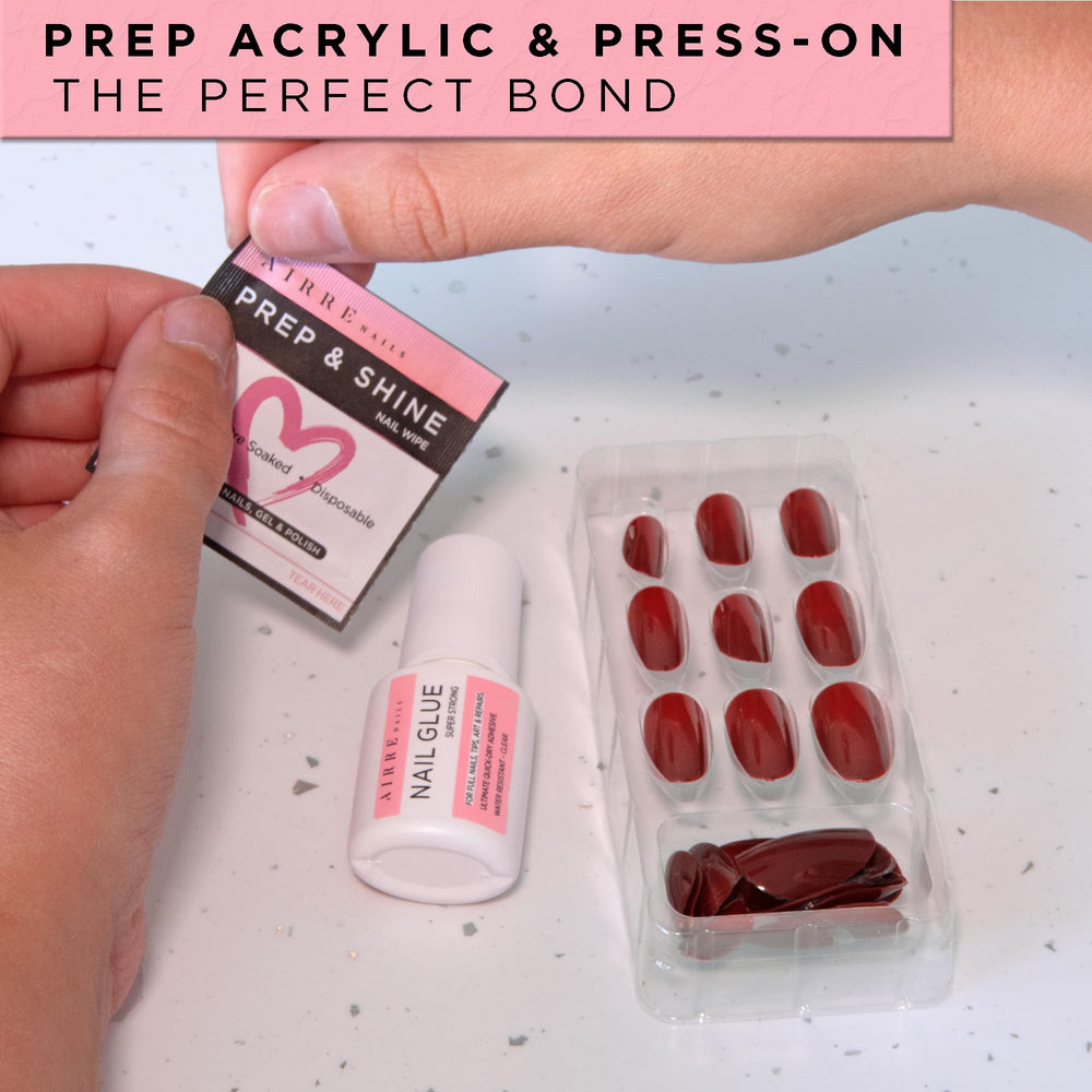 AIRRE NAILS individually wrapped wipes stacked for hygienic, portable use