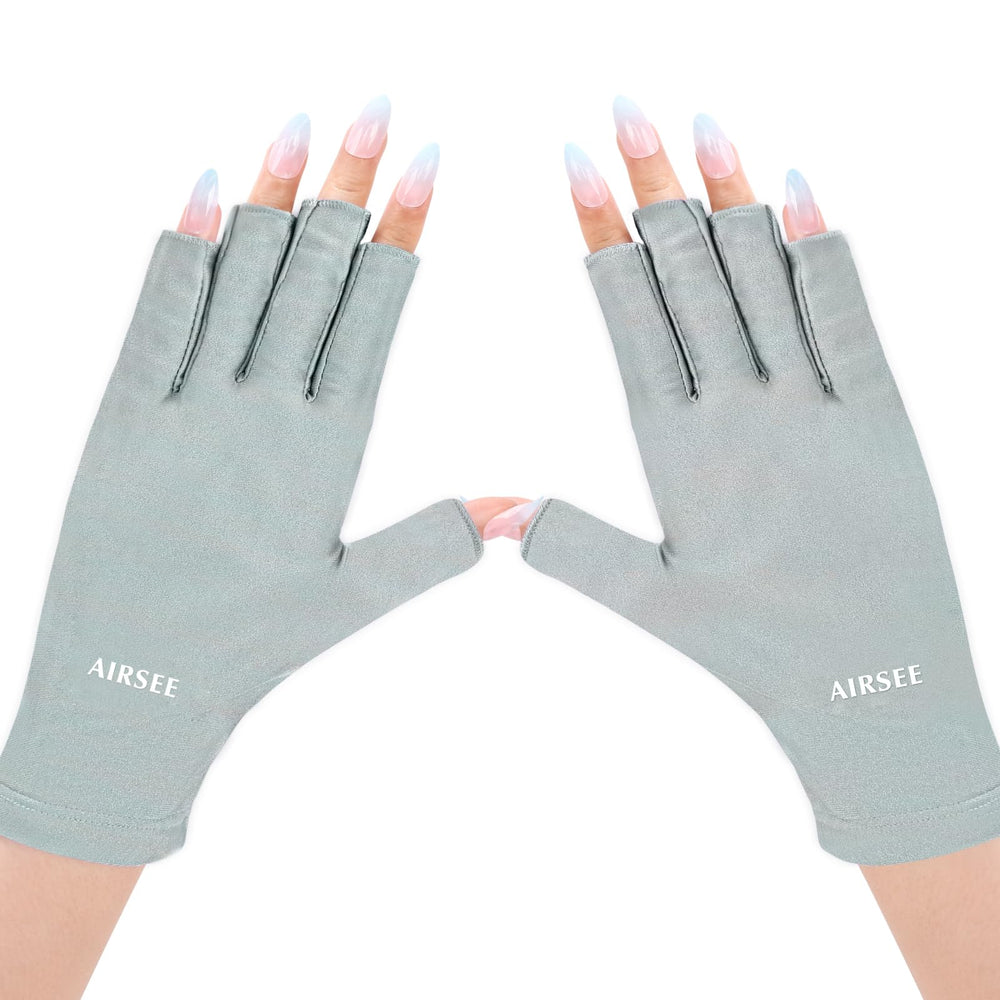 AIRSEE mint gloves front view showing UPF50+ protection and neat fit