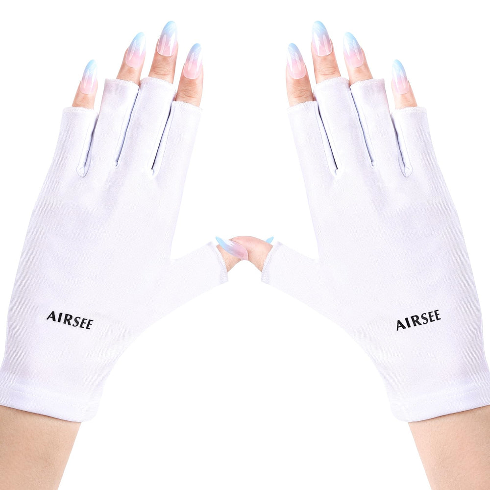 AIRSEE white gloves front view showing UPF protection and clean styling