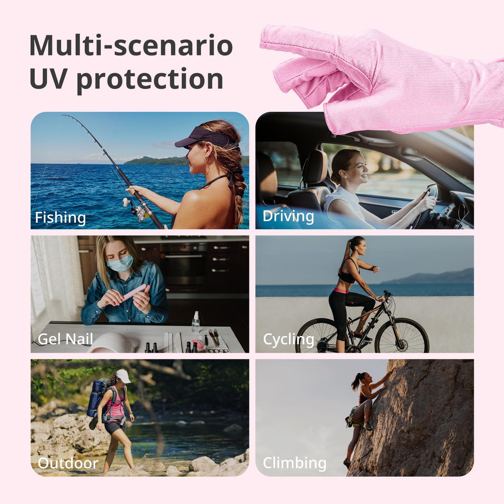 AIRSEE gloves worn while driving outdoors offering sun protection benefit