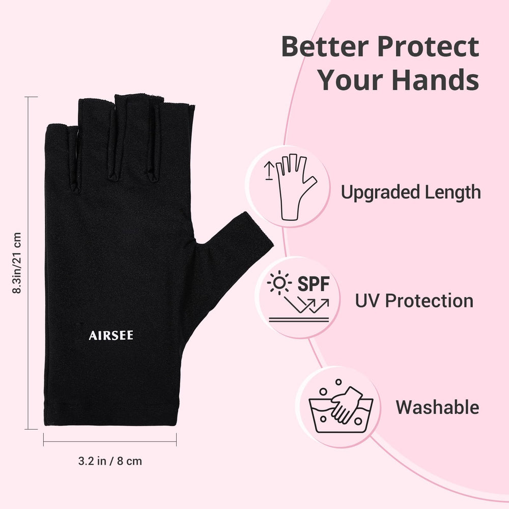 AIRSEE glove beside a hand for size comparison showing snug universal fit benefit