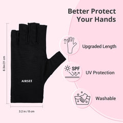AIRSEE glove beside a hand for size comparison showing snug universal fit benefit
