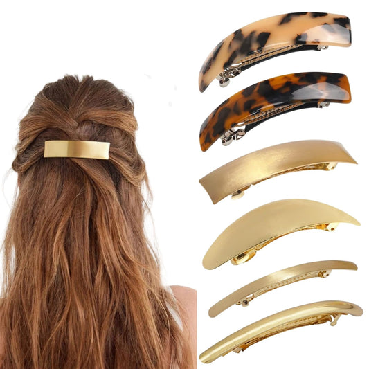 AITELEI gold barrettes front packaging showing polished finishes and six-clip set benefit