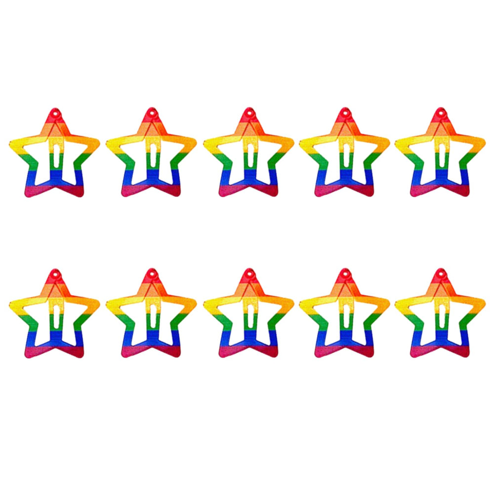 AIUPUOC front view of 10 rainbow star clips showing colorful set and party-ready look