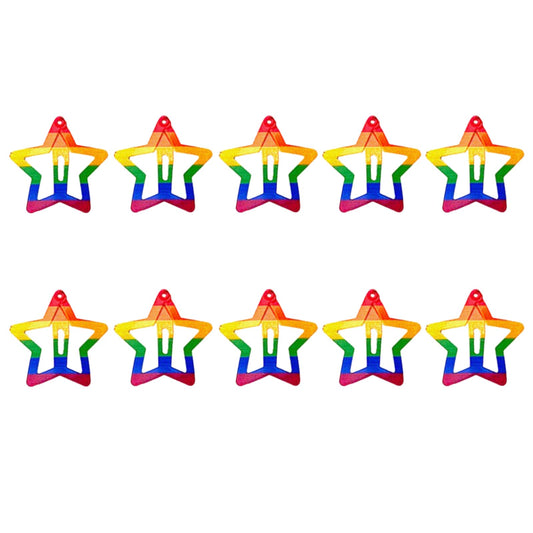 AIUPUOC front view of 10 rainbow star clips showing colorful set and party-ready look