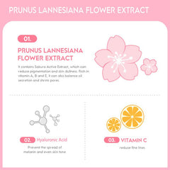 AKARY product label close-up showing sakura and vitamin C benefits
