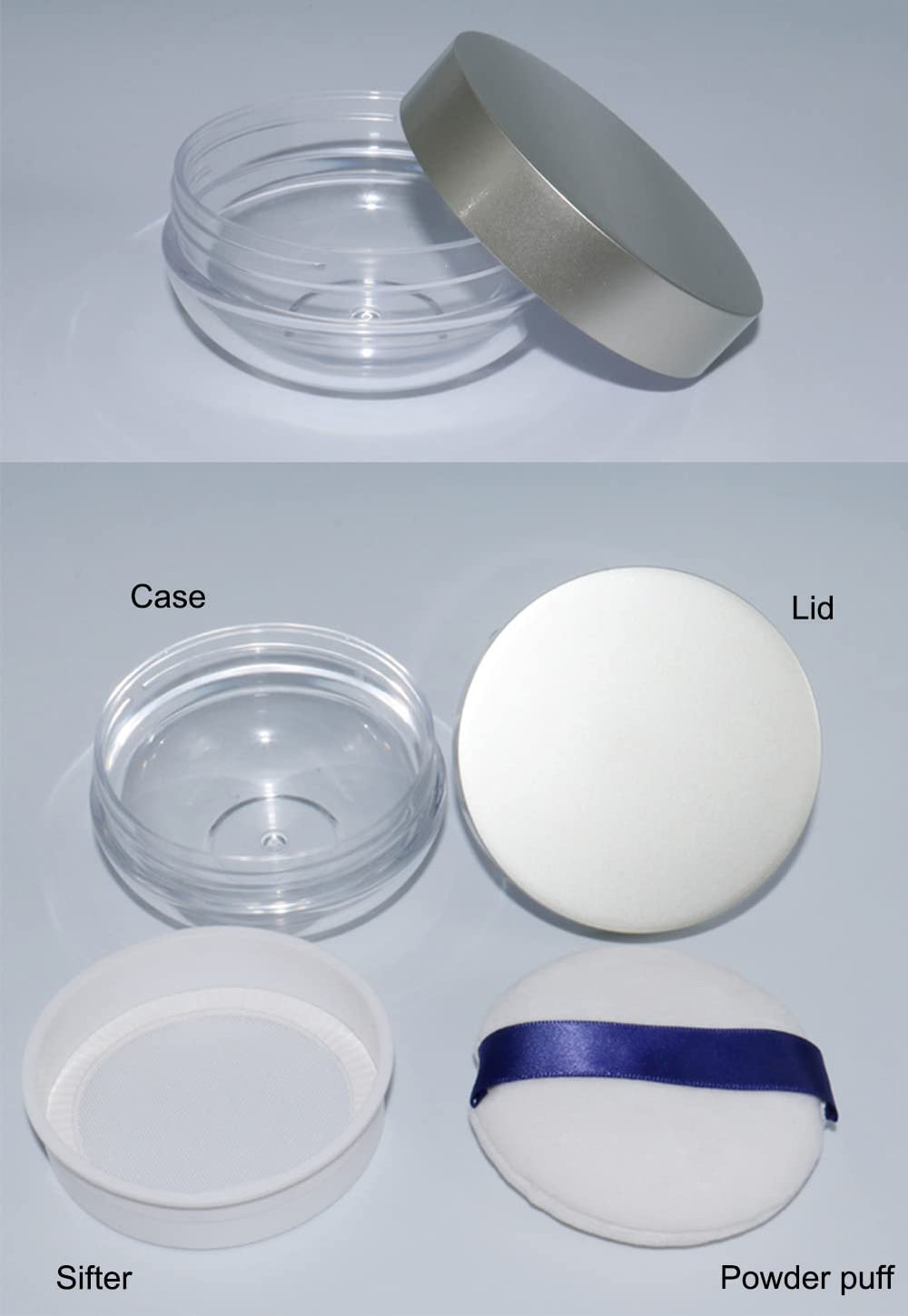 AKOAK clear base revealing powder level and easy refill visibility benefit