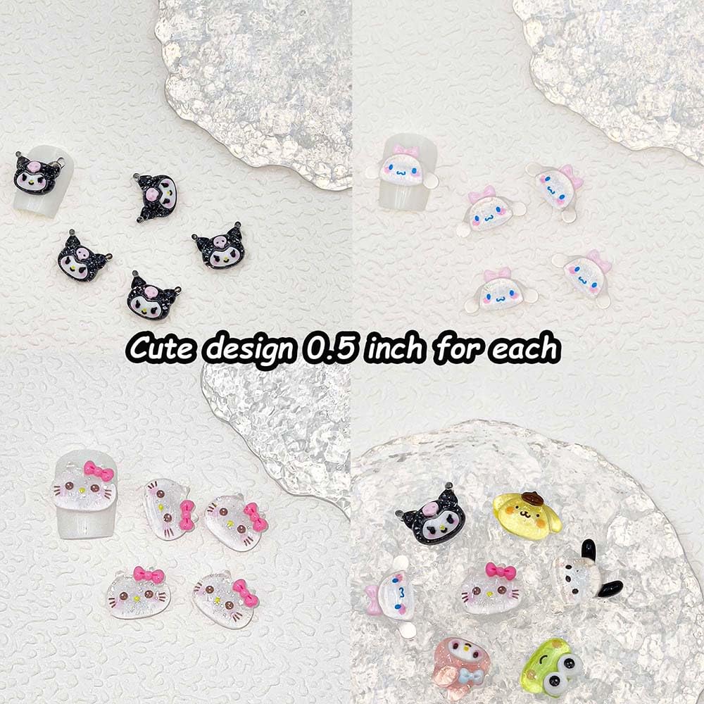 Akutoer charms applied on press-ons demonstrating stylish customization