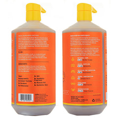 Alaffia back label with ingredients list highlighting clean formulation benefit