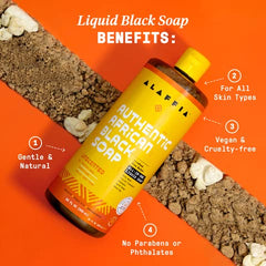 Alaffia bottle in a shower lifestyle scene suggesting daily use convenience