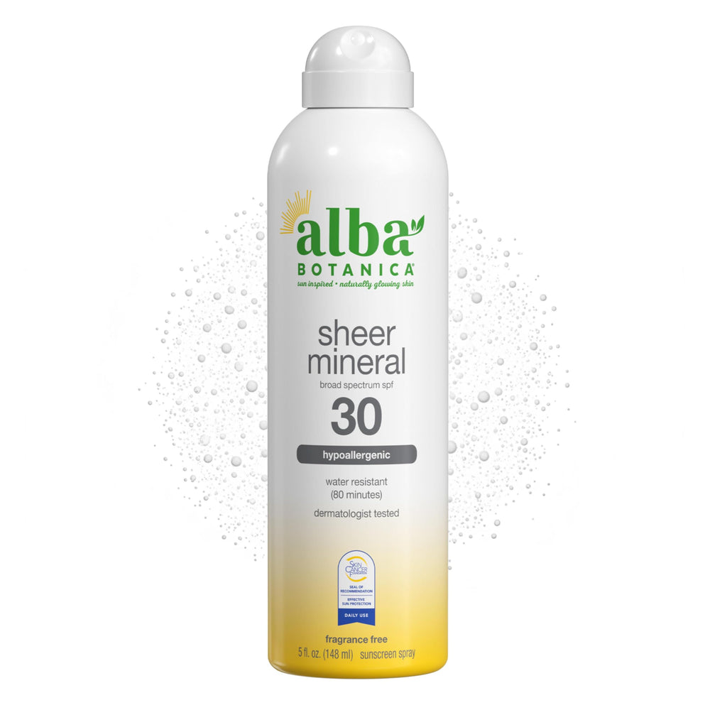 Alba Botanica front bottle showing label and SPF 30 protection benefit