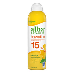 Alba Botanica front bottle showing brand and SPF for easy identification and quick selection