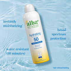 Alba Botanica being applied at the beach showing water-resistant benefit