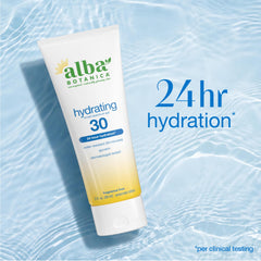 Alba Botanica 3 fl oz tube held in hand showing travel-friendly size benefit