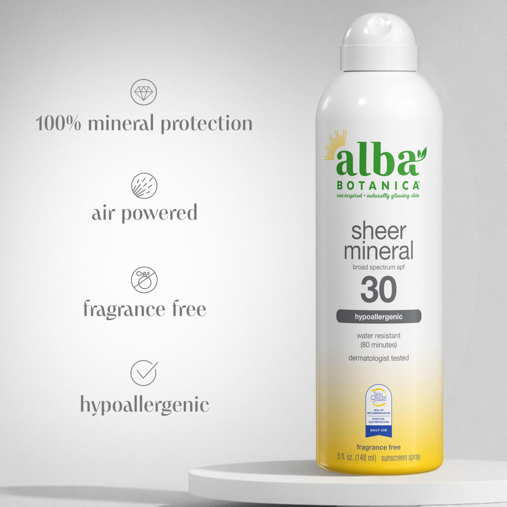 Alba Botanica sheer sunscreen texture on skin demonstrating quick-dry benefit
