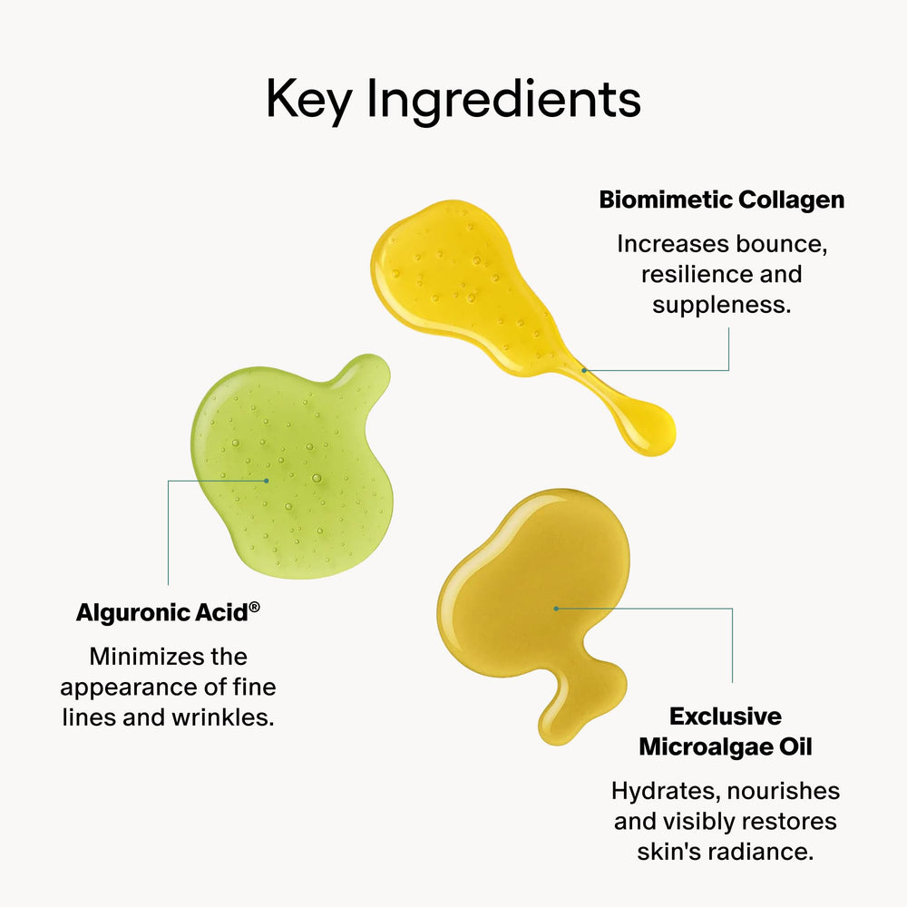 Algenist swatch on hand showing absorbent texture and dewy finish