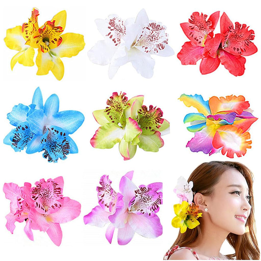 ALIMITOPIA front view of fabric orchid clip shows vibrant color and shape benefit