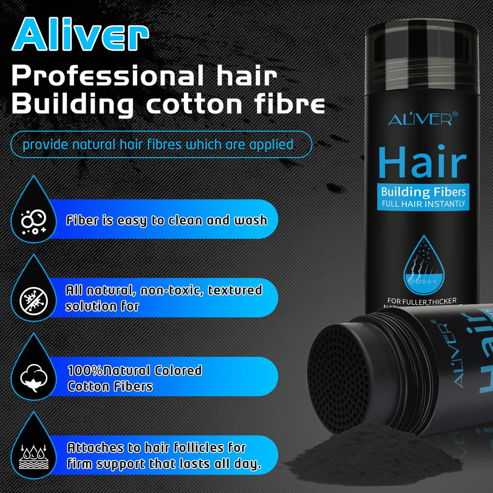 ALIVER application in hand ready to sprinkle for quick thicker hair