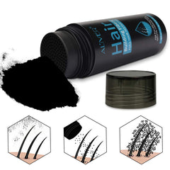 ALIVER fibers being applied to scalp demonstrating instant coverage benefit