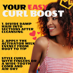 AllDay Locks styling on curly hair in lifestyle setting, defined natural curls