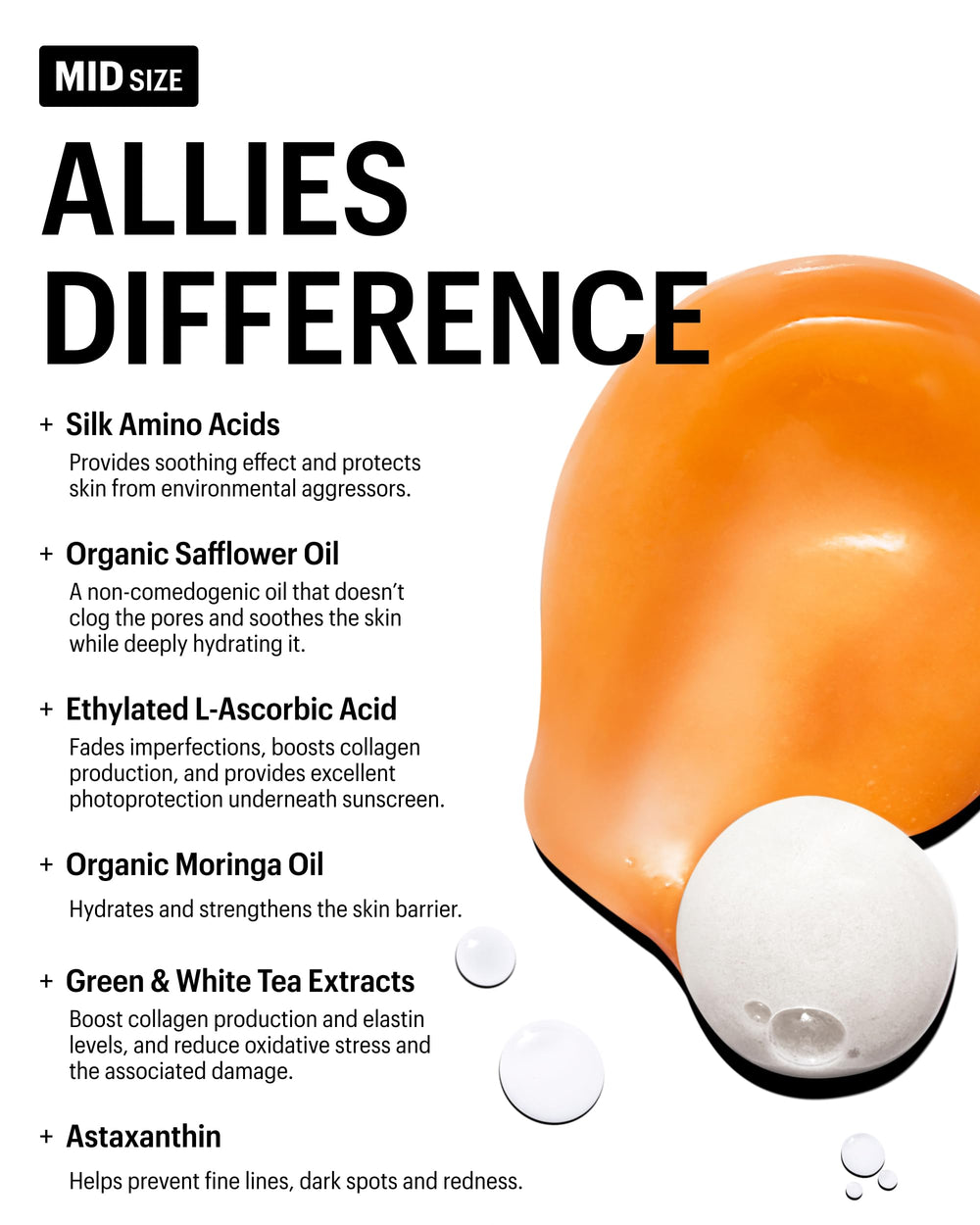 Allies of Skin tube beside passport illustrating small size for carry-on convenience