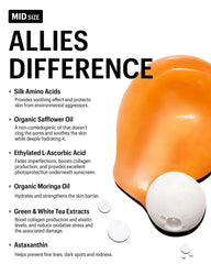 Allies of Skin tube beside passport illustrating small size for carry-on convenience