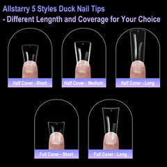 Allstarry styled crystal French on duck tips showcasing glossy finish