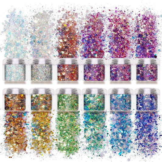 Allstarry front packaging showing 12 glitter colors and kit benefit