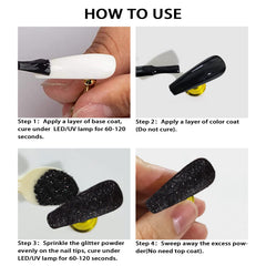 Allstarry finished manicure with monochrome sugar tips for striking appearance
