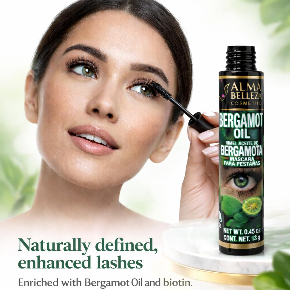 Alma Belleza model applying mascara for lifted, voluminous lashes