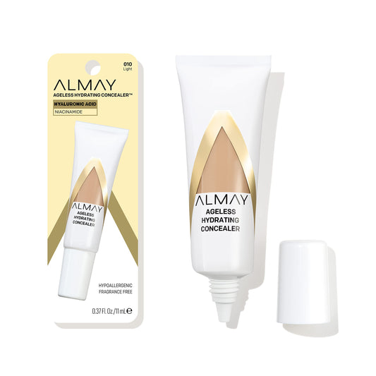 Almay anti-aging concealer front packaging shows shade and benefits