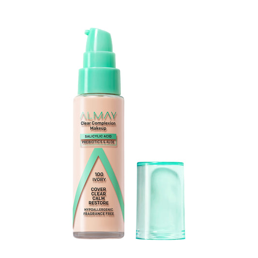 Almay bottle front view showing shade 100 Ivory for even coverage