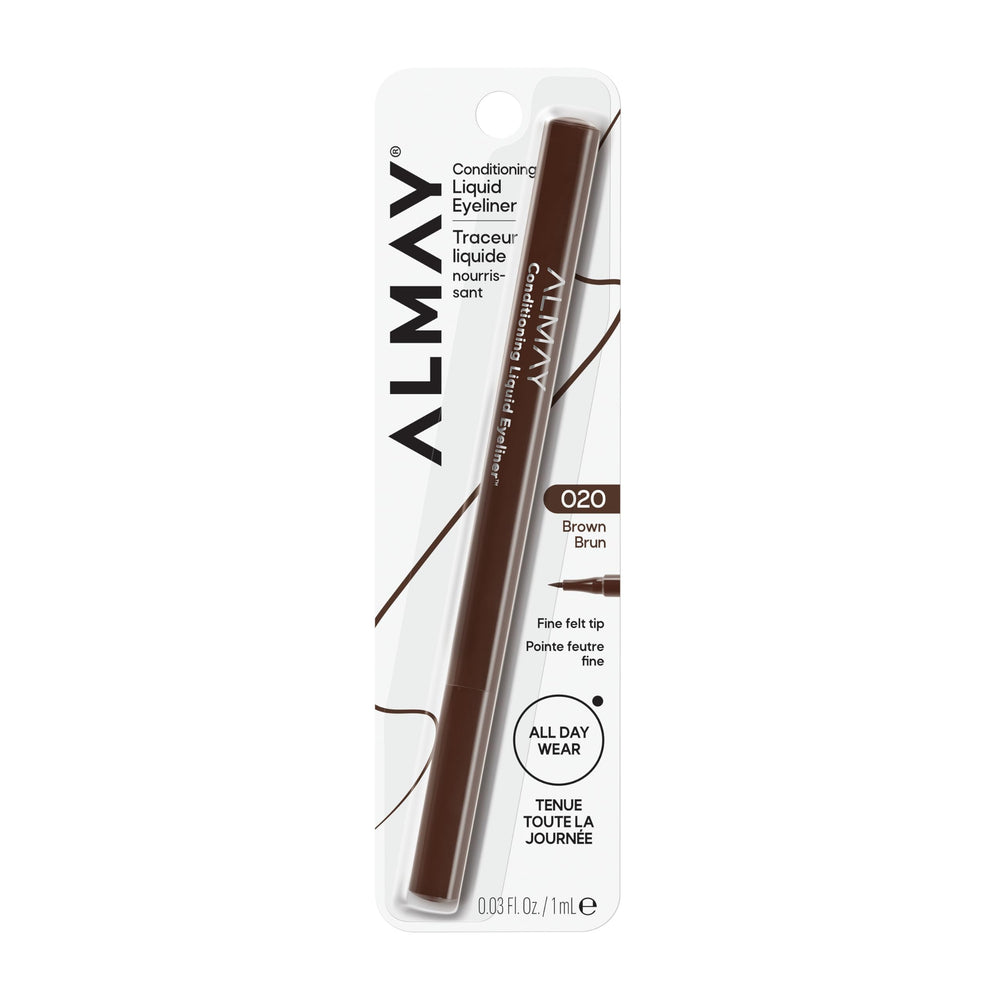 Almay conditioning liquid liner front view showing shade and packaging benefit precision