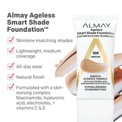 Almay foundation texture close-up showing creamy consistency for smooth application