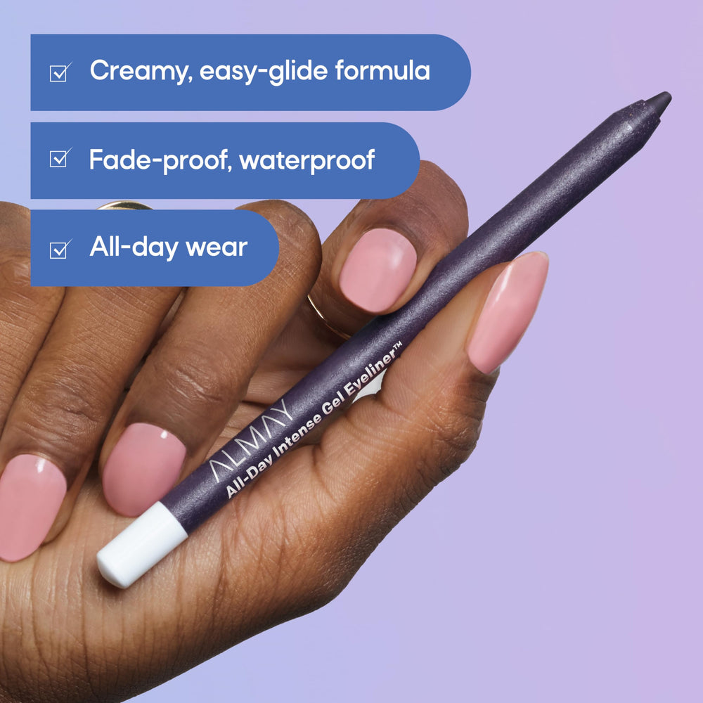 Almay gel eyeliner texture stroke demonstrating rich pigment payoff