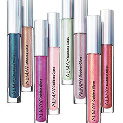 Almay gloss layered over lipstick showing color transformation benefit