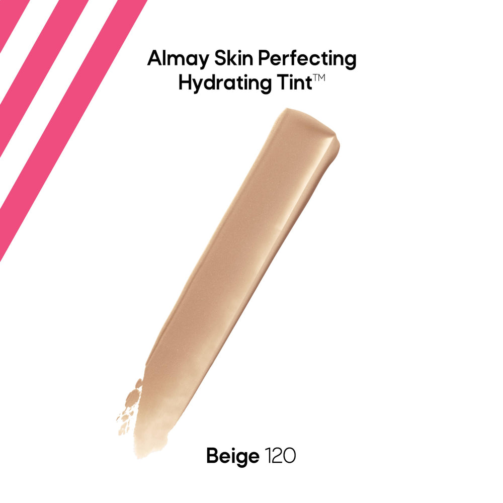 Almay texture close-up swatch showing dewy finish and easy blendability for hydration