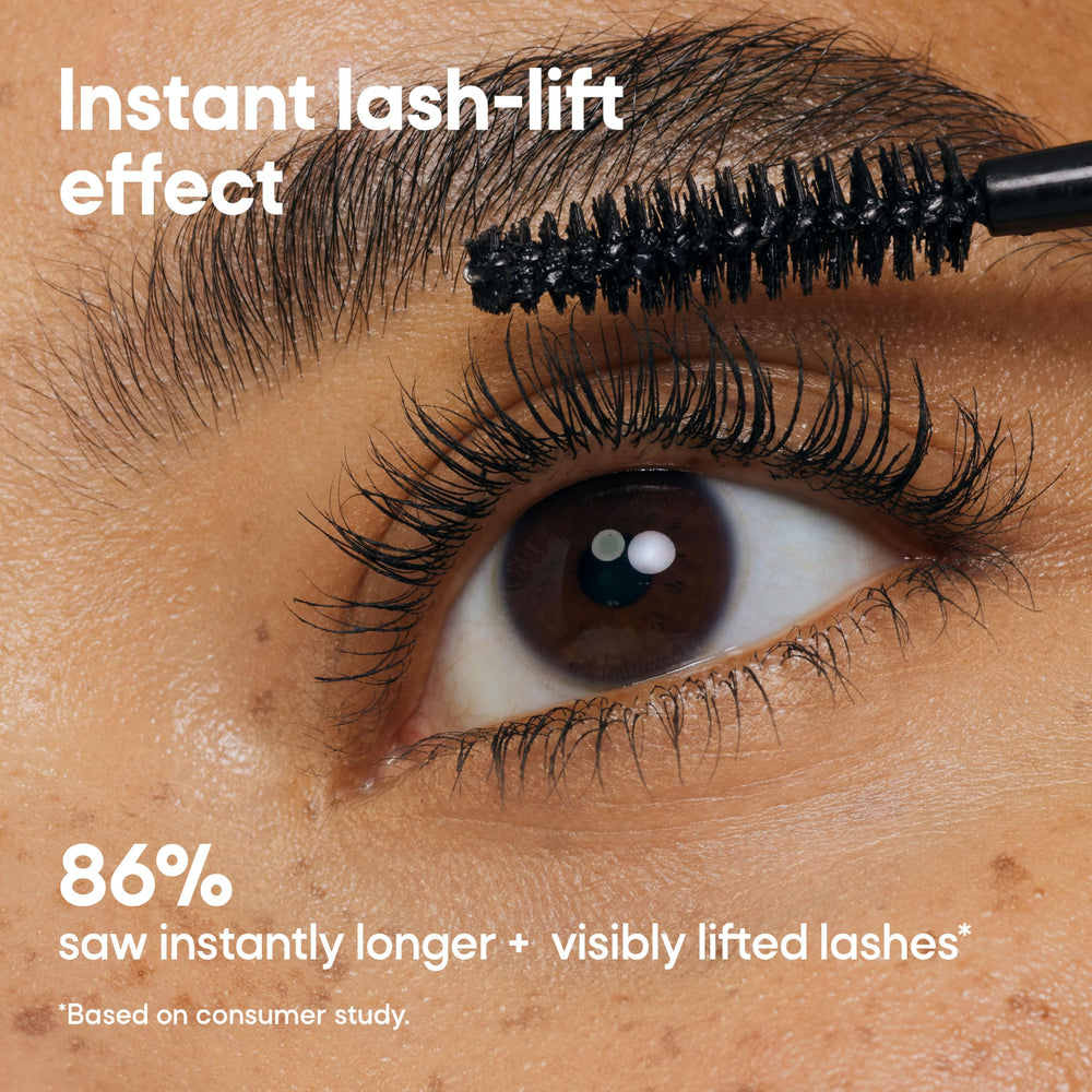 Almay application on model showing lifted, elongated lashes for natural enhancement
