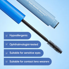 Almay before and after lashes showing dramatic length and conditioned look