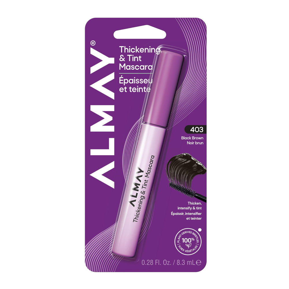 Almay mascara front packaging shows shade and benefits for fuller lashes