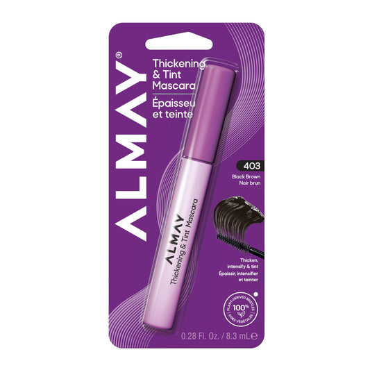 Almay mascara front packaging shows shade and benefits for fuller lashes