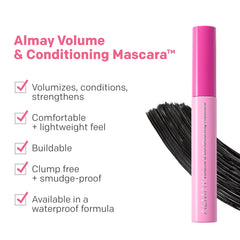 Almay before and after lashes showing fuller, fanned finish