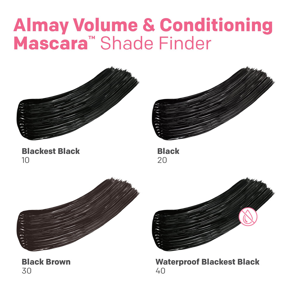 Almay mascara held in hand for size comparison, easy-to-use benefit