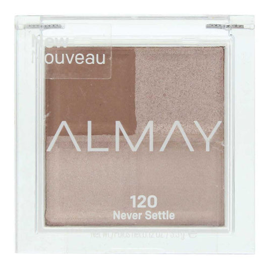 Almay Never Settle front compact showing sleek packaging and easy portability