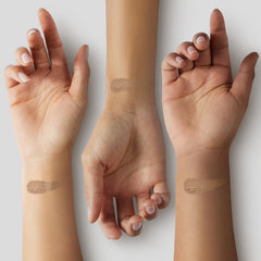 Almay blended swatch on hand showing color shift and buildable coverage benefit