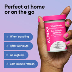 Almay jar inside a travel bag showing portability and on-the-go convenience