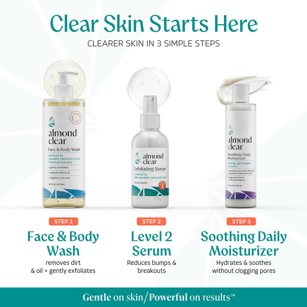 Almond Clear used on buttocks in lifestyle shot to target ingrown hairs and dark spots