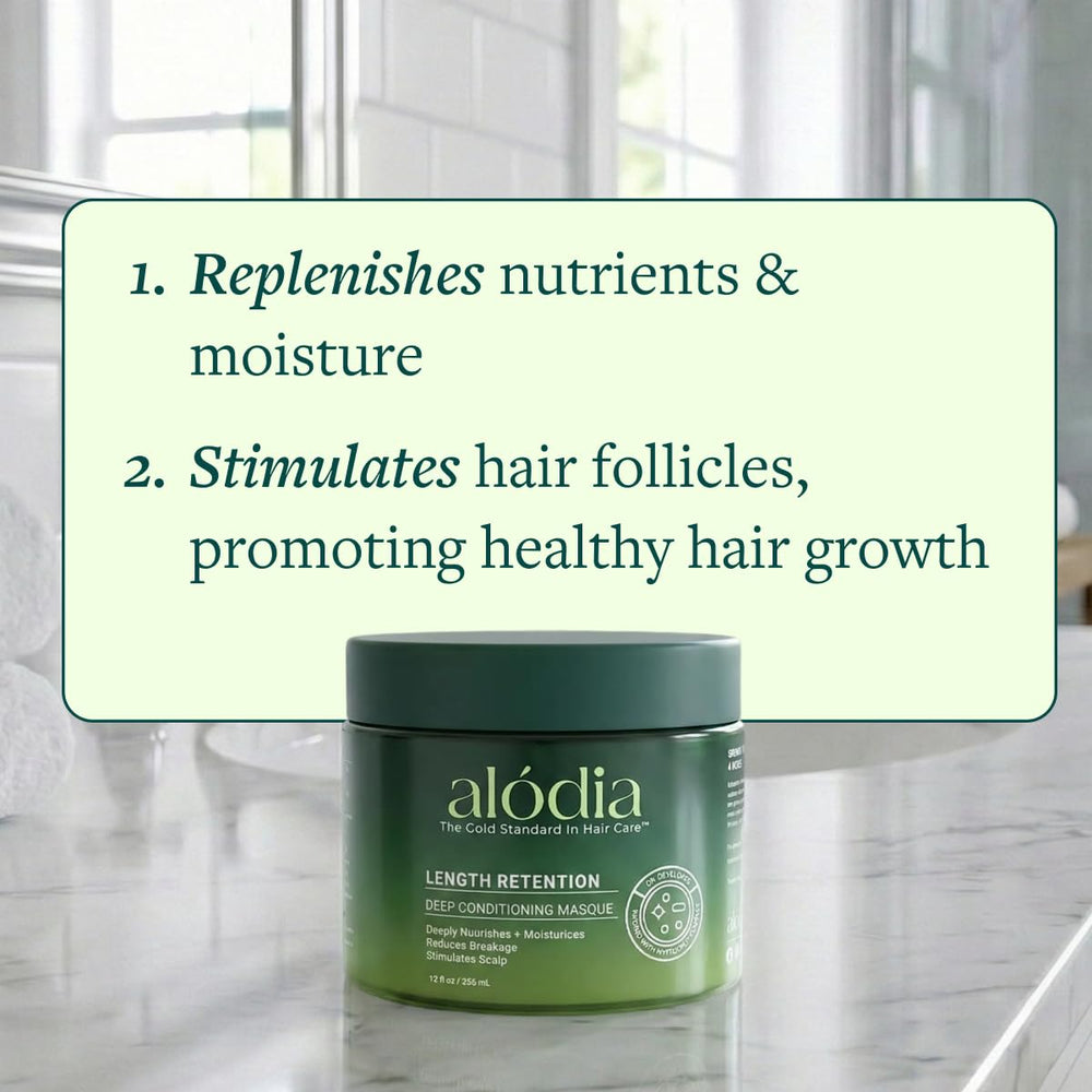 ALODIA applying masque to curly hair for improved manageability